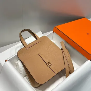 Hermes Halzan 25 Bag in Chai Clemence Leather