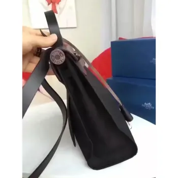 Hermes Herbag Zip PM 31cm Bag In Black Canvas