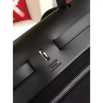 Hermes Herbag Zip PM 31cm Bag In Black Canvas