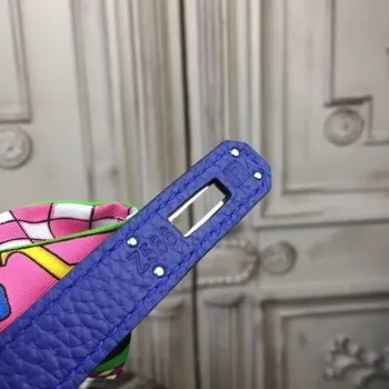 Hermes Blue Electric Clemence Jypsiere 28cm Bag