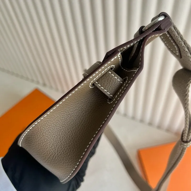 Hermes Jypsiere Mini Handmade Bag in Taupe Evercolor Calfskin