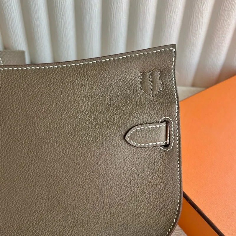 Hermes Jypsiere Mini Handmade Bag in Taupe Evercolor Calfskin