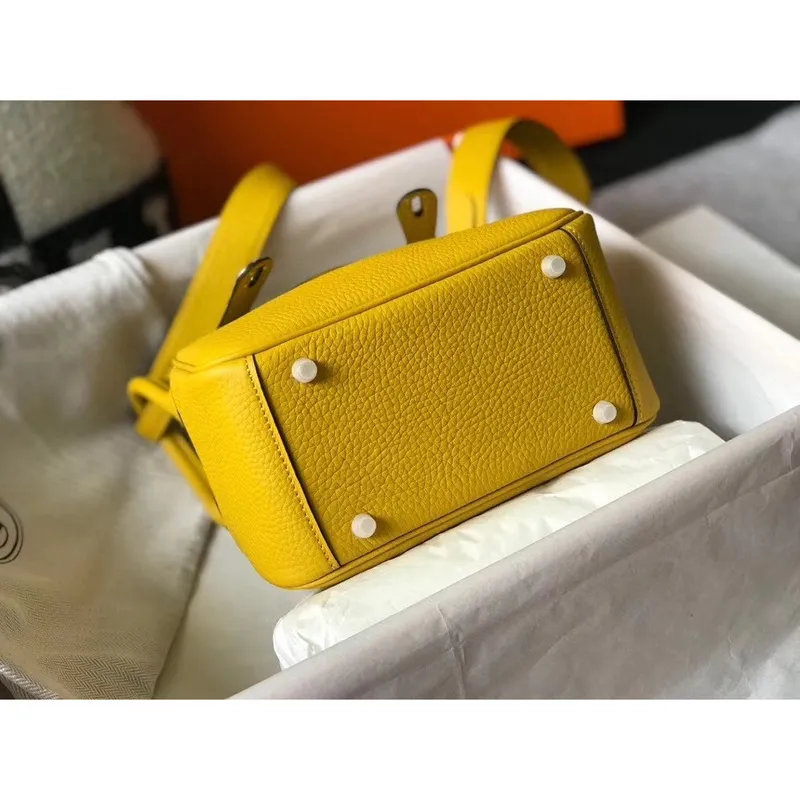 Hermes Mini Lindy Bag In Yellow Clemence Leather