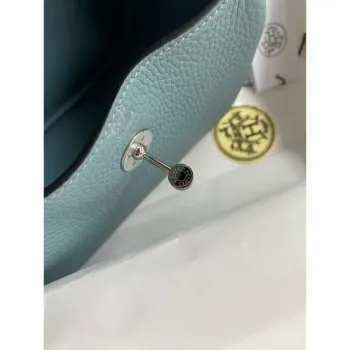 Hermes Mini Lindy Handmade Bag In Ciel Clemence Leather