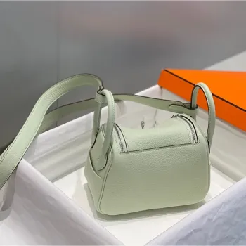 Hermes Lindy Mini Bag In Vert Fizz Clemence Leather PHW