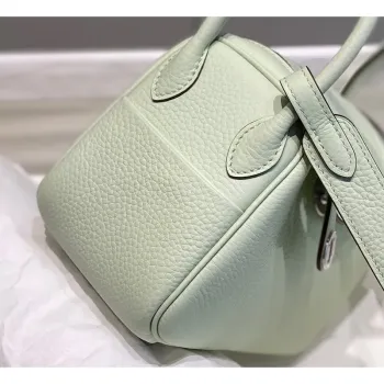 Hermes Lindy Mini Bag In Vert Fizz Clemence Leather PHW