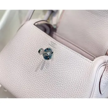 Hermes Lindy Mini Bag In Mauve Pale Clemence Leather PHW