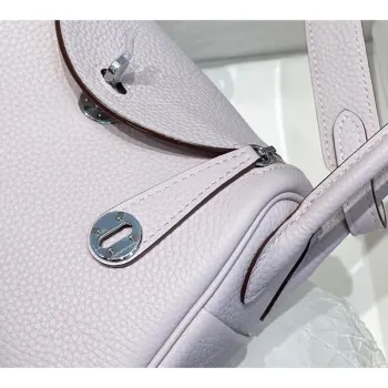 Hermes Lindy Mini Bag In Mauve Pale Clemence Leather PHW