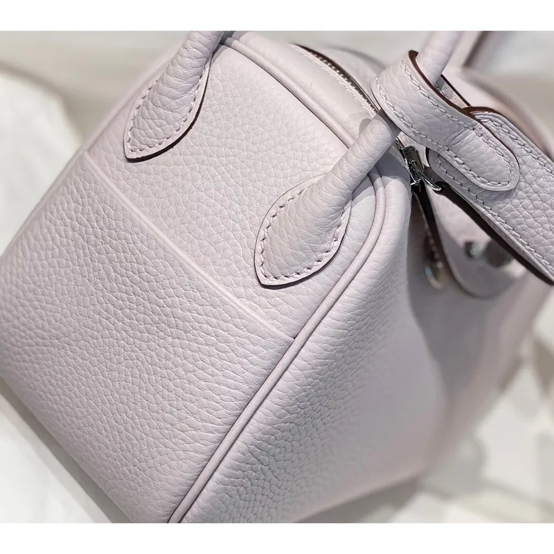 Hermes Lindy Mini Bag In Mauve Pale Clemence Leather PHW