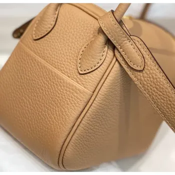 Hermes Lindy Mini Bag In Chai Clemence Leather GHW