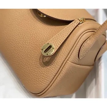 Hermes Lindy Mini Bag In Chai Clemence Leather GHW