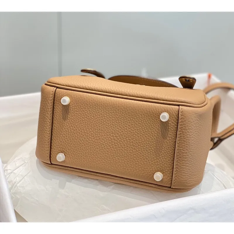 Hermes Lindy Mini Bag In Chai Clemence Leather GHW