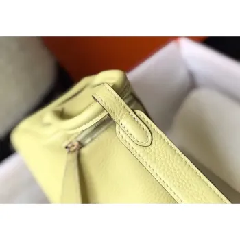 Hermes Mini Lindy Bag In Jaune Poussin Clemence Leather