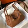 Hermes Mini Lindy Bag In Brown Clemence Leather