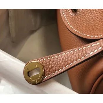 Hermes Mini Lindy Bag In Brown Clemence Leather
