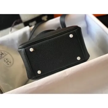 Hermes Mini Lindy Bag In Black Clemence Leather
