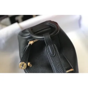 Hermes Mini Lindy Bag In Black Clemence Leather