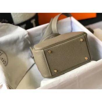Hermes Mini Lindy Bag In Gris Tourterelle Clemence Leather