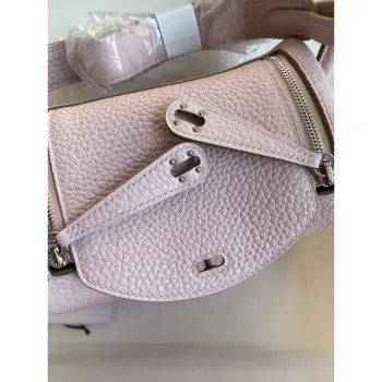 Hermes Mini Lindy Handmade Bag in Mauve Pale Clemence Leather