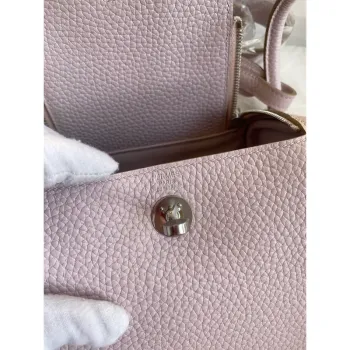Hermes Mini Lindy Handmade Bag in Mauve Pale Clemence Leather