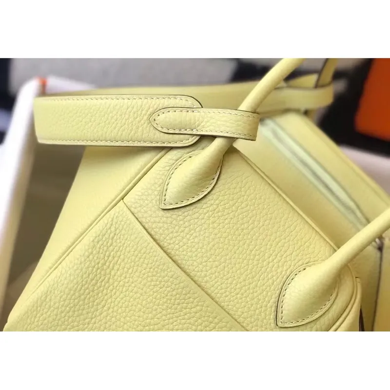 Hermes Lindy 26cm Bag In Jaune Poussin Clemence With GHW