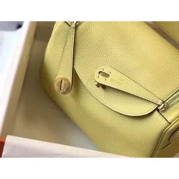Hermes Lindy 26cm Bag In Jaune Poussin Clemence With GHW
