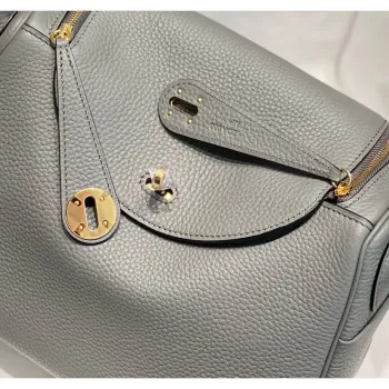 Hermes Lindy 26cm Bag In Gris Meyer Clemence Leather GHW