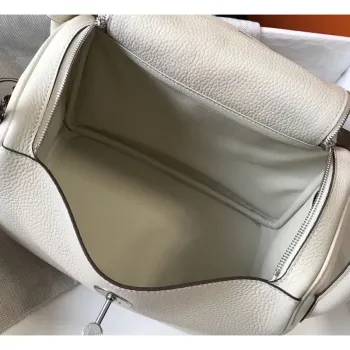 Hermes Lindy 26cm Bag In White Clemence With PHW
