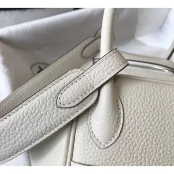 Hermes Lindy 26cm Bag In White Clemence With PHW