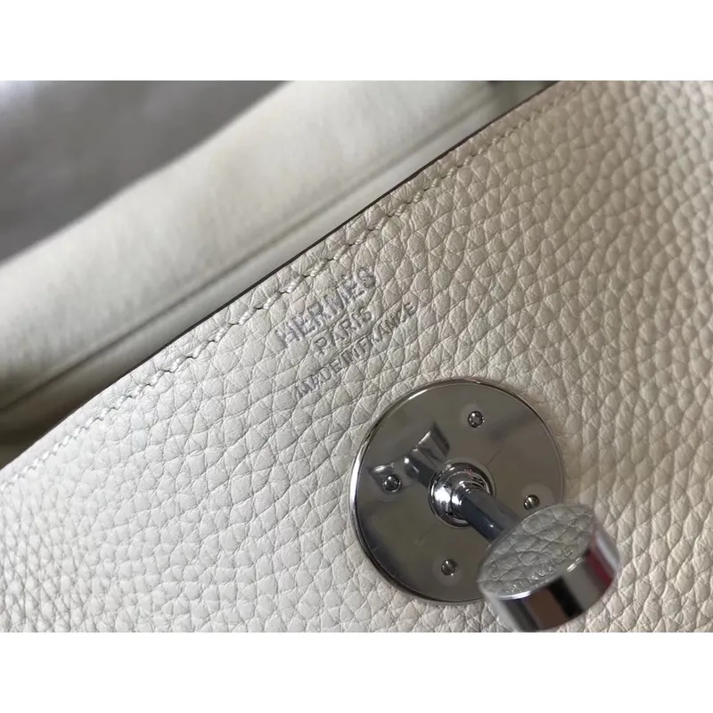 Hermes Lindy 26cm Bag In White Clemence With PHW