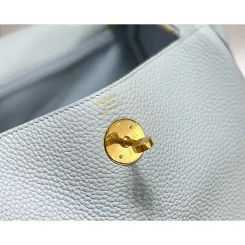 Hermes Lindy 30cm Bag In Blue Brume Clemence Leather GHW