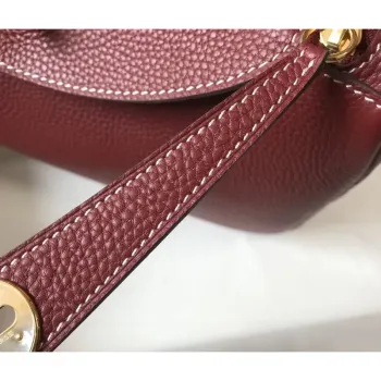 Hermes Lindy 30cm Bag In Bordeaux Clemence Leather