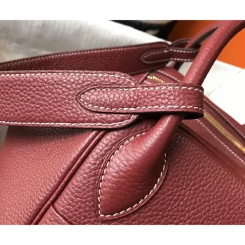 Hermes Lindy 30cm Bag In Bordeaux Clemence Leather