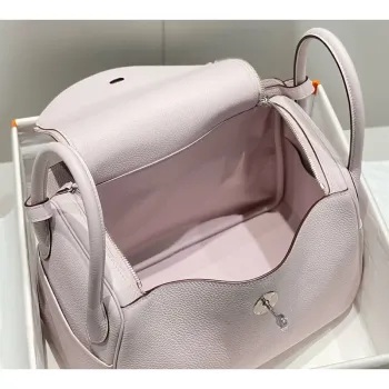 Hermes Lindy 30cm Bag In Mauve Pale Clemence Leather PHW