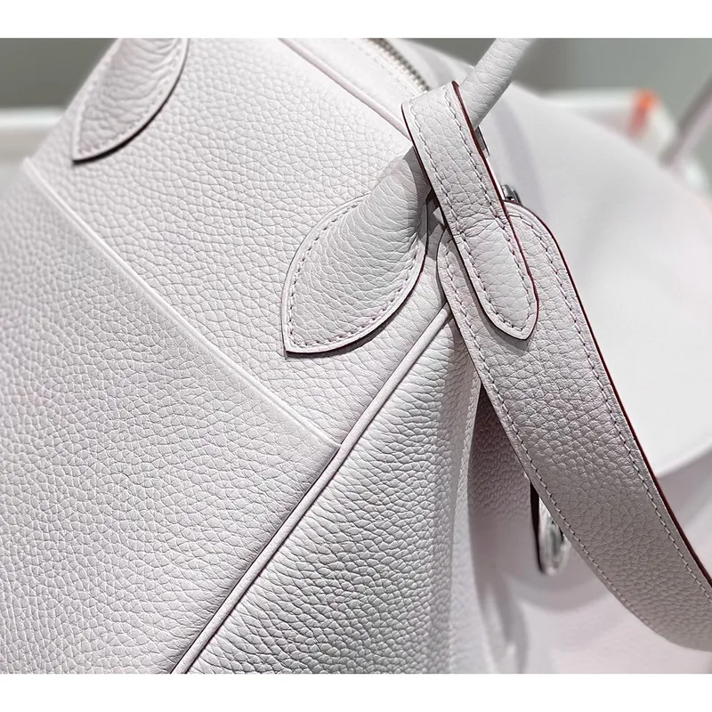 Hermes Lindy 30cm Bag In Mauve Pale Clemence Leather PHW