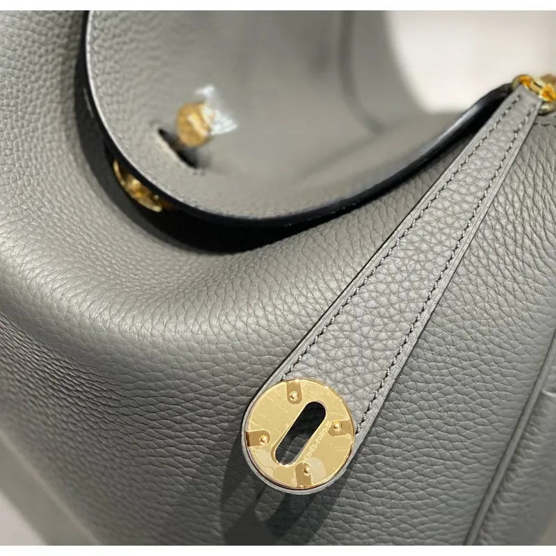 Hermes Lindy 30cm Bag In Gris Meyer Clemence Leather GHW