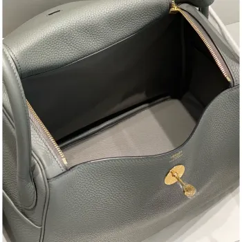 Hermes Lindy 30cm Bag In Gris Meyer Clemence Leather GHW