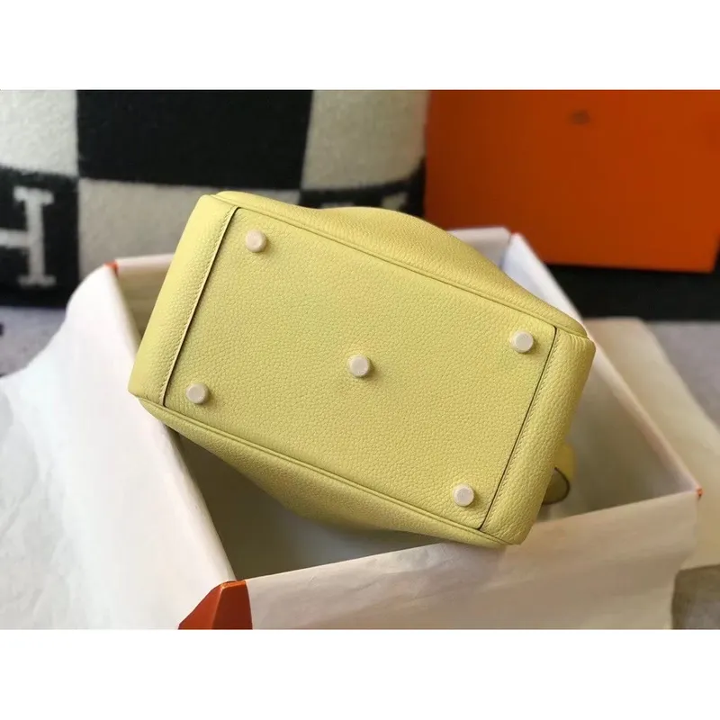 Hermes Lindy 30cm Bag In Jaune Poussin Clemence Leather