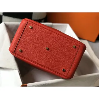 Hermes Lindy 30cm Bag In Red Clemence Leather