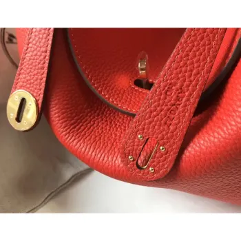 Hermes Lindy 30cm Bag In Red Clemence Leather