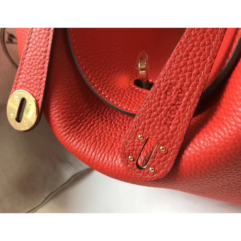Hermes Lindy 30cm Bag In Red Clemence Leather
