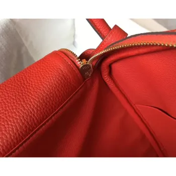 Hermes Lindy 30cm Bag In Red Clemence Leather