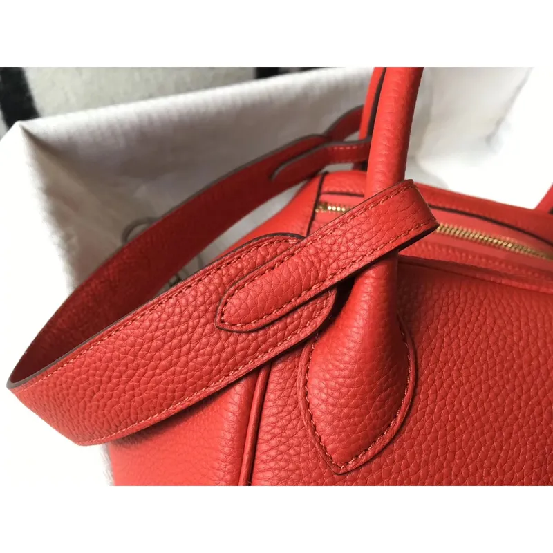 Hermes Lindy 30cm Bag In Red Clemence Leather