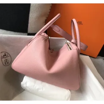 Hermes Lindy 30cm Bag In Pink Clemence Leather