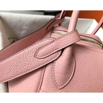 Hermes Lindy 30cm Bag In Pink Clemence Leather