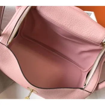 Hermes Lindy 30cm Bag In Pink Clemence Leather