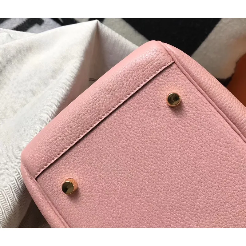Hermes Lindy 30cm Bag In Pink Clemence Leather
