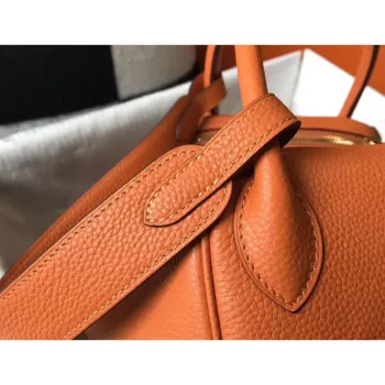 Hermes Lindy 30cm Bag In Orange Clemence Leather