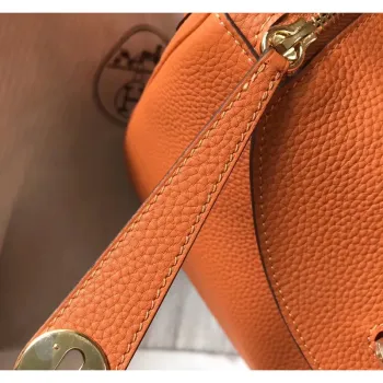 Hermes Lindy 30cm Bag In Orange Clemence Leather
