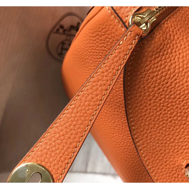 Hermes Lindy 30cm Bag In Orange Clemence Leather